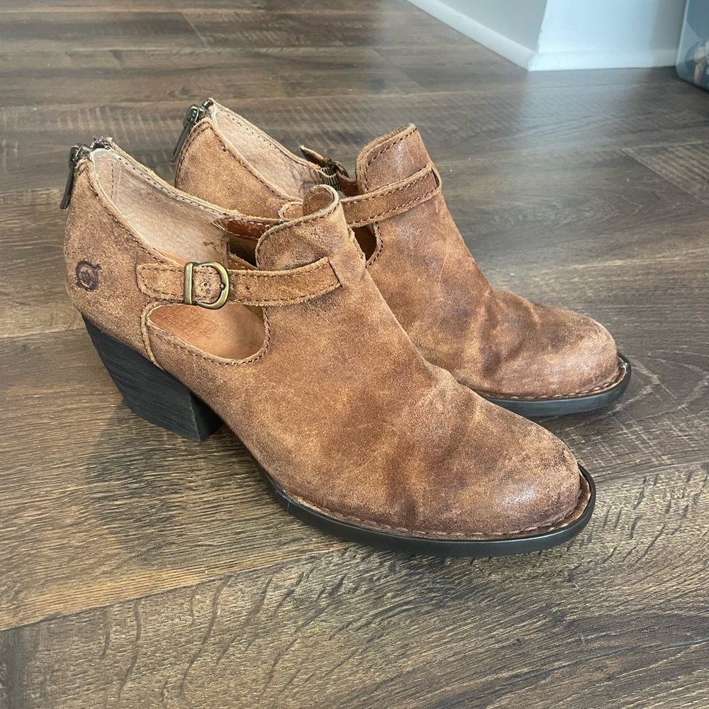 Born Mendocino Brown Leather Suede Ankle Booties